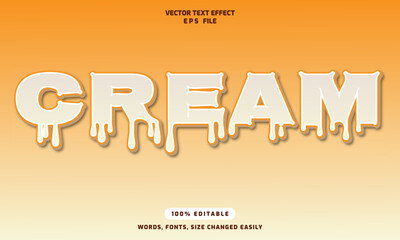 Cream words editable 3d text effects template stylish font vector illustration