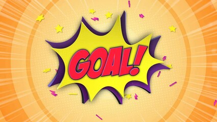 GOAL Comic Text Animation, with Alpha Matte, Loop, 4k
