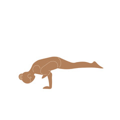 Slim sportive young woman doing yoga, and fitness exercises. Healthy lifestyle. Isolated on white background minimal.