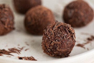 Brigadeiro, Brazilian chocolate truffle, close-up.