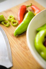Vegetables on a wooden cutting board.