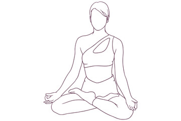 young girl doing yoga hand drawn style vector illustration