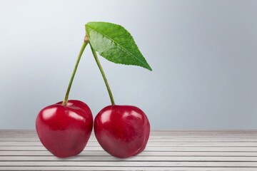 Fresh ripe juicy sweet cherries