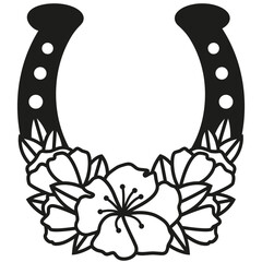 Flowers horseshoe svg,  Floral lucky symbol svg