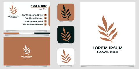 leaf design logo and branding card