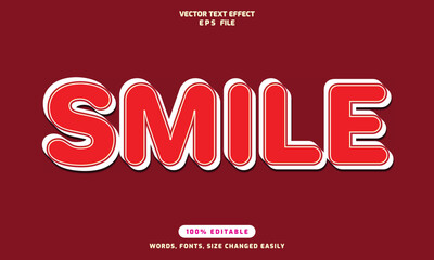 Smile words editable 3d text effects template stylish font vector illustration