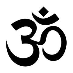 Aum Om Ohm icon in flat. Om symbol in black on white background. Indian culture India spirital yoga om icon calligraphy brush painting Vector illustration for web site design, logo, mobile app, UI