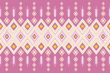 Indian ikat pattern .design pastel concept.Ethnic Aztec fabric carpet mat ornament native boho African American chevron textile wallpaper decoration. Geometric line texture vector illustrations.pink 