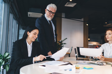 Positive businesspeople working in office