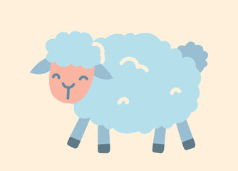 Cute sheep icon. Charming animal, mascot or toy for children. Education and training. Biology, nature and fauna, mammal. Sticker for social networks and messengers. Cartoon flat vector illustration