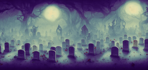 Artistic concept painting of a graveyard , background  illustration.