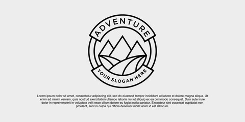 Modern adventure logo vector design with unique line art style Premium Vektor