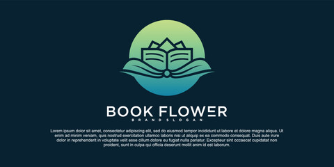 Book flower logo design inspiration with unique element concept Premium vektor