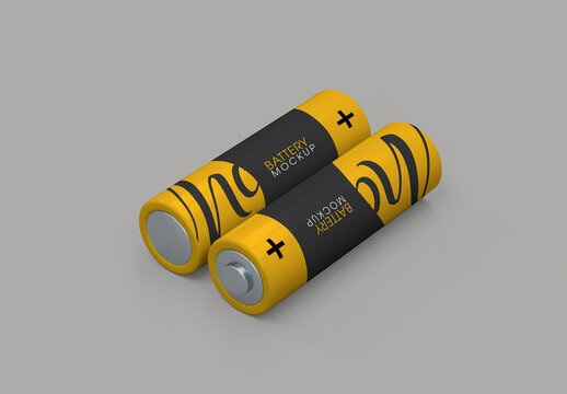 Two Diagonal View Batteries Mockup