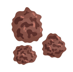 Brown mushrooms icon. Sticker for social networks and messengers. Graphic element for printing on fabric. Fresh and natural product. Forest and autumn season, flora. Cartoon flat vector illustration
