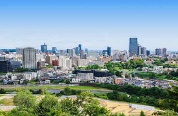 仙台　青空と都市風景