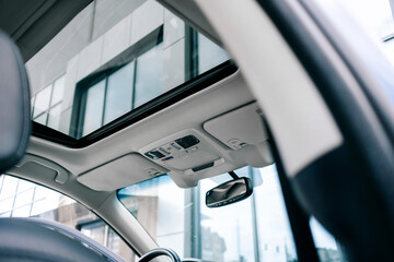 A panoramic roof in the car.