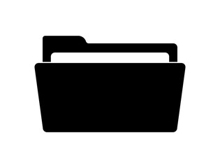 Folder icon. File of computer. Document and portfolio for business. Flat design of office symbol. Sign of data. Illustration for information, archive and web directory. Vector