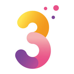 Fototapeta premium number three logo design template with gradient color