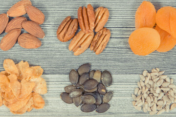 Food containing natural magnesium and other vitamins and minerals. Healthy eating
