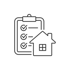 House and clipboard. Mortgage, home checklist icon concept isolated on white background. Vector illustration