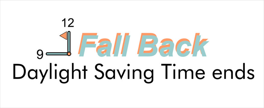 vector Daylight Saving Time Ends  Reminder.  illustration with clocks turning to an hour back in November