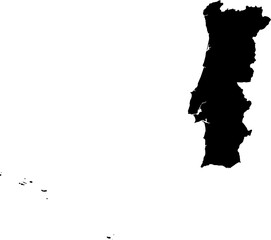 Portugal Map. Portuguese Republic Black Map Country National Detailed Boundary Border Shape Nation Outline Atlas Symbol Clipart Clip Art Silhouette. Portuguesa Transparent PNG Flattened JPG Flat JPEG