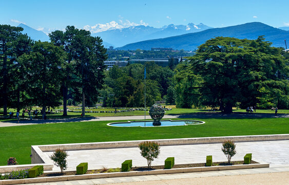 In the park of the United Nations headquarters in Geneva, Switzerland