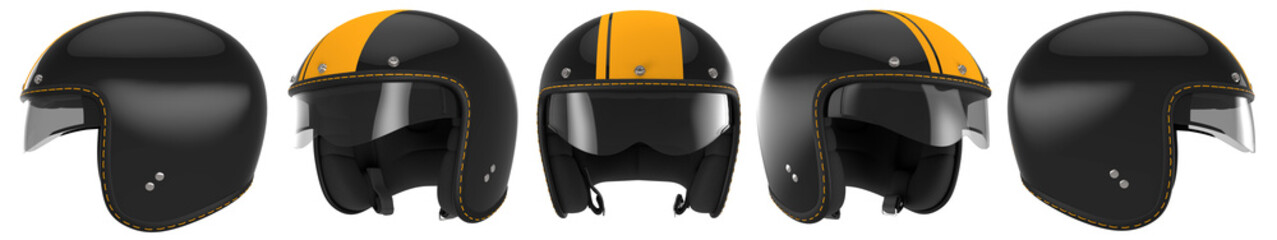 Classic Helmet Views. Isolated on White. 3D Render. 3D Illustration.