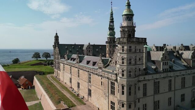 Danish Flag Kronborg - Drone Flyby