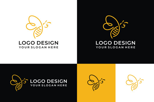 Honey bee animals logo design template