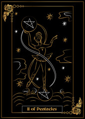 the illustration - card for tarot - The  II of Pentacles.