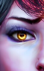 Painted fantasy eye. Stylized pupil.