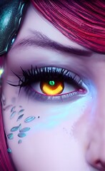 Painted fantasy eye. Stylized pupil.