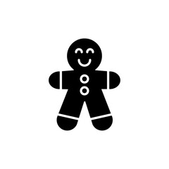 Gingerbread man glyph icon. Holiday cookie with icing. Happy new year and Merry Christmas. Isolated vector illustration