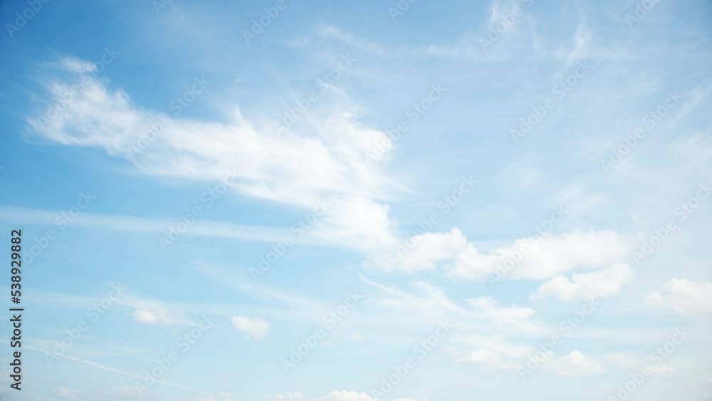 Wall mural timelapse with blue sky with clouds. clouds located in two layers at different heights move in diffe