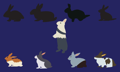 Rabbit Vector And Silhouette Collection 