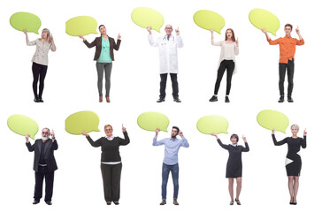 group of successful business people with comments