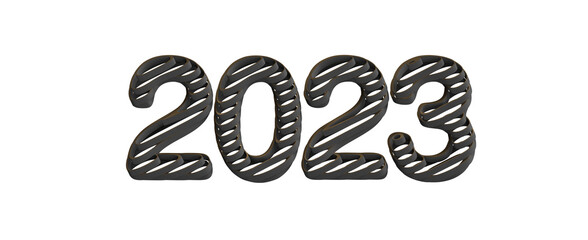 year 2023. 3D illustration numbers isolated white background