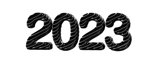 year 2023. 3D illustration numbers isolated white background