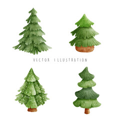 Christmas tree, pine tree vector illustration