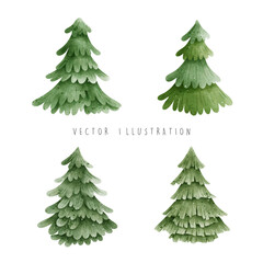 Christmas tree, pine tree vector illustration