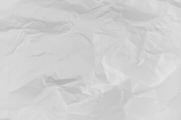 White crumpled paper texture background, clean white wrinkled paper, top view.