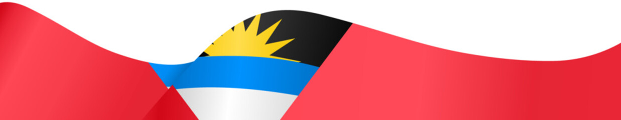 Antigua and Barbuda flag flying on white background