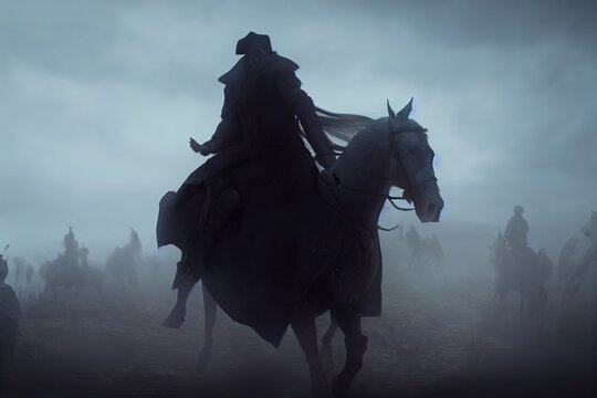 This is a 3D illustration of the headless horseman, The legend of the sleep hallows.