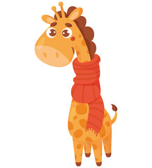 Cute giraffe in knitted scarf