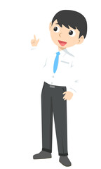 説明をするスーツの男の人