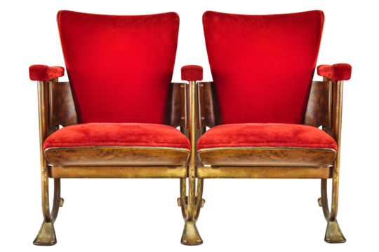 Two vintage movie theater chairs