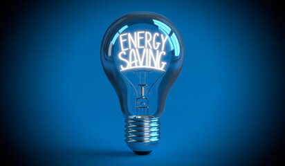 Energy saving - lightbulb on blue background - 3D illustration