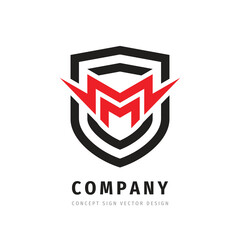 Guard shield business concept logo. Protection security icon logo sign. Vector illustration. Letter M concept logo design. Business marketing logo sign. Corporate  identity. 